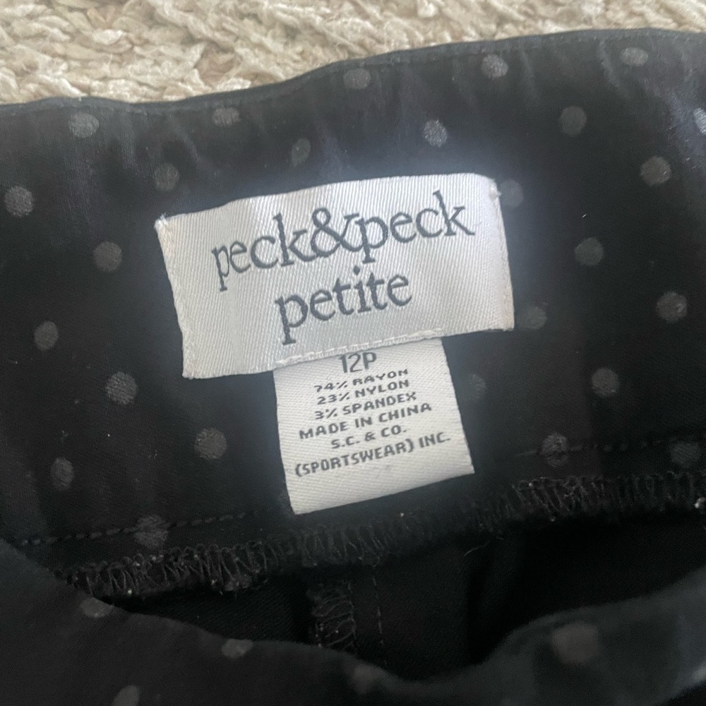 Peck & Peck Black Polka Dot Pants